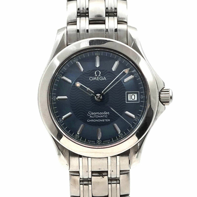 歐米茄海馬系列120公尺防水男士腕錶 2501 81,附日期顯示,海軍藍錶盤,自動機械錶-0