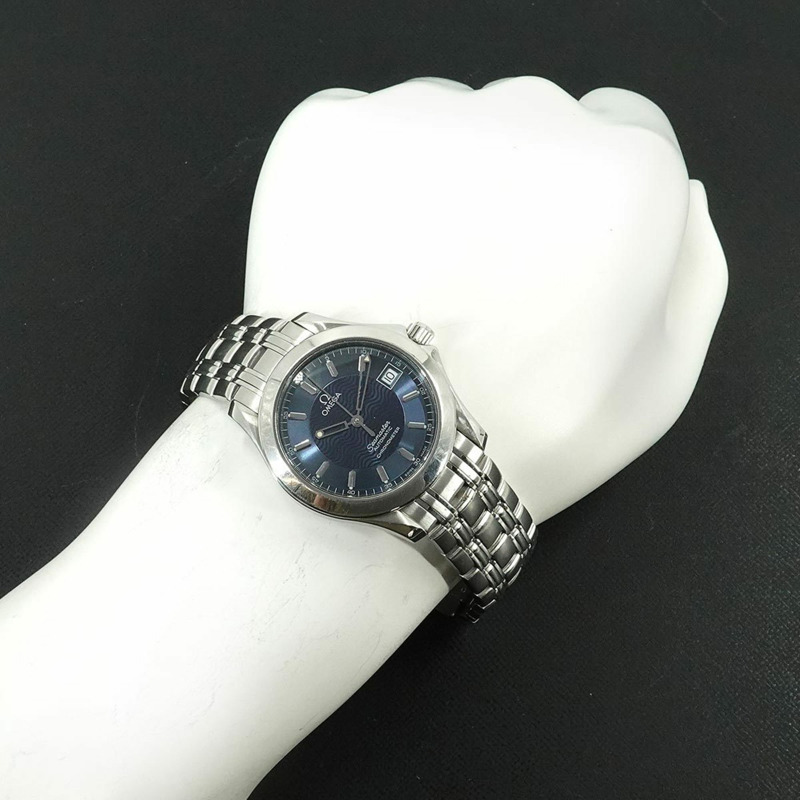 歐米茄海馬系列120公尺防水男士腕錶 2501 81,附日期顯示,海軍藍錶盤,自動機械錶-2