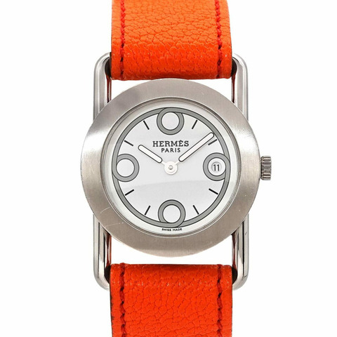 愛馬仕 Mini Valenia BR1 210 女士腕錶，附日期顯示，白色石英機芯