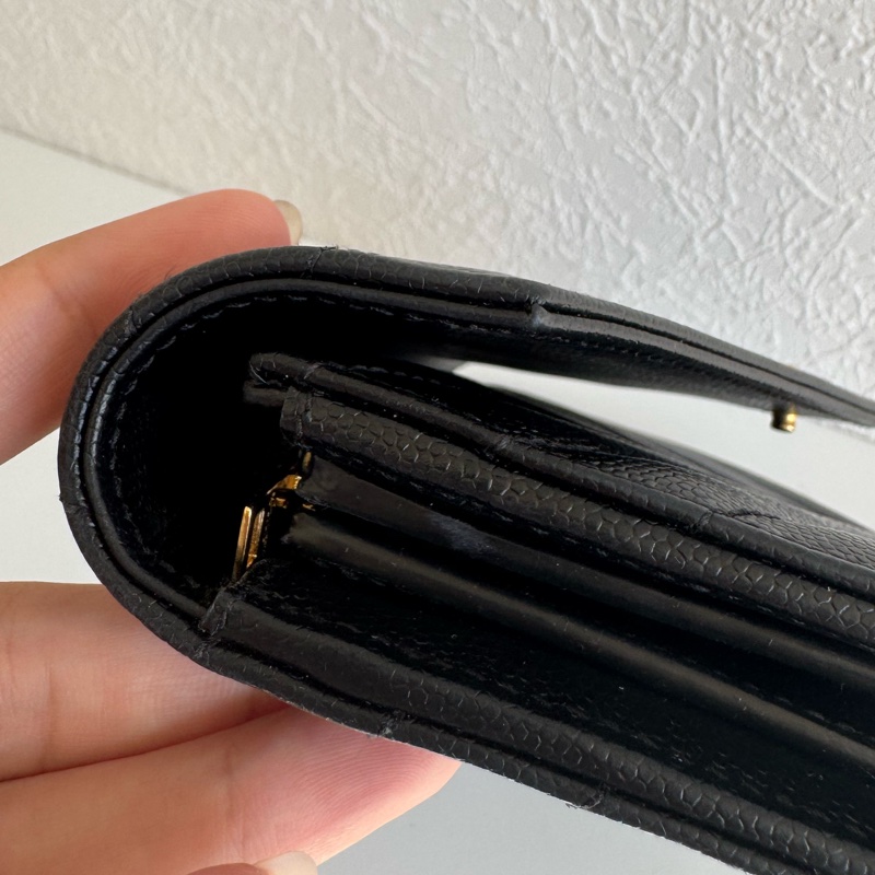 Ysl黑色金logo信封釦式長夾 經典不敗款-13