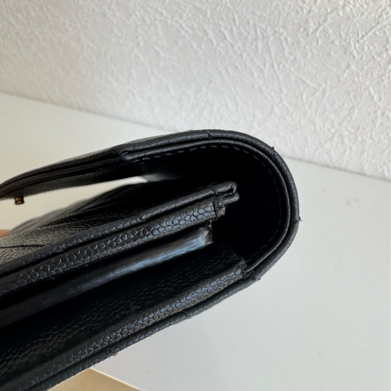 Ysl黑色金logo信封釦式長夾 經典不敗款-14