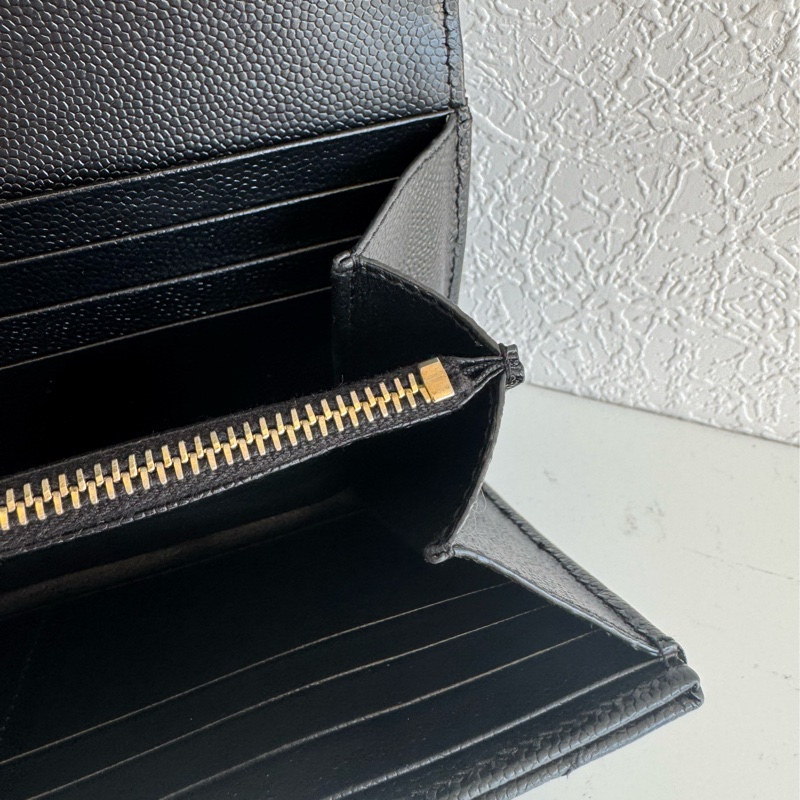 Ysl黑色金logo信封釦式長夾 經典不敗款-18