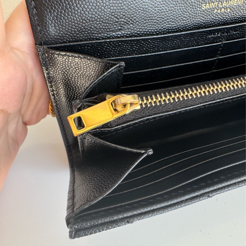 Ysl黑色金logo信封釦式長夾 經典不敗款-19