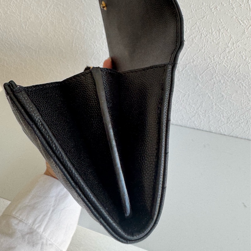 Ysl黑色金logo信封釦式長夾 經典不敗款-20