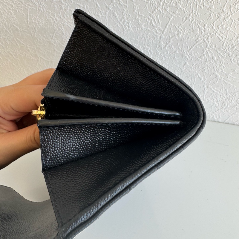 Ysl黑色金logo信封釦式長夾 經典不敗款-21
