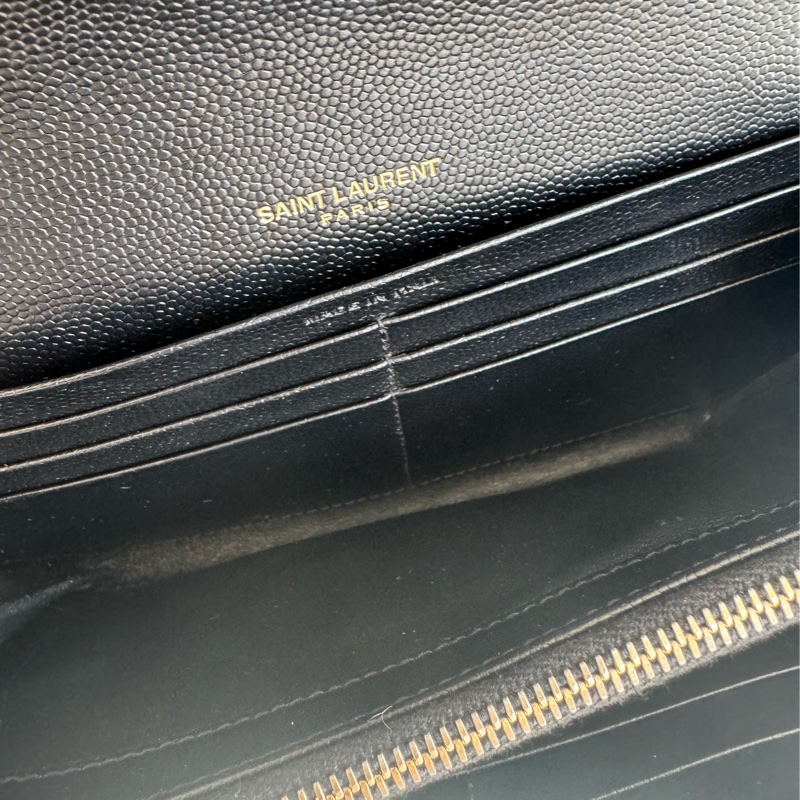 Ysl黑色金logo信封釦式長夾 經典不敗款-23