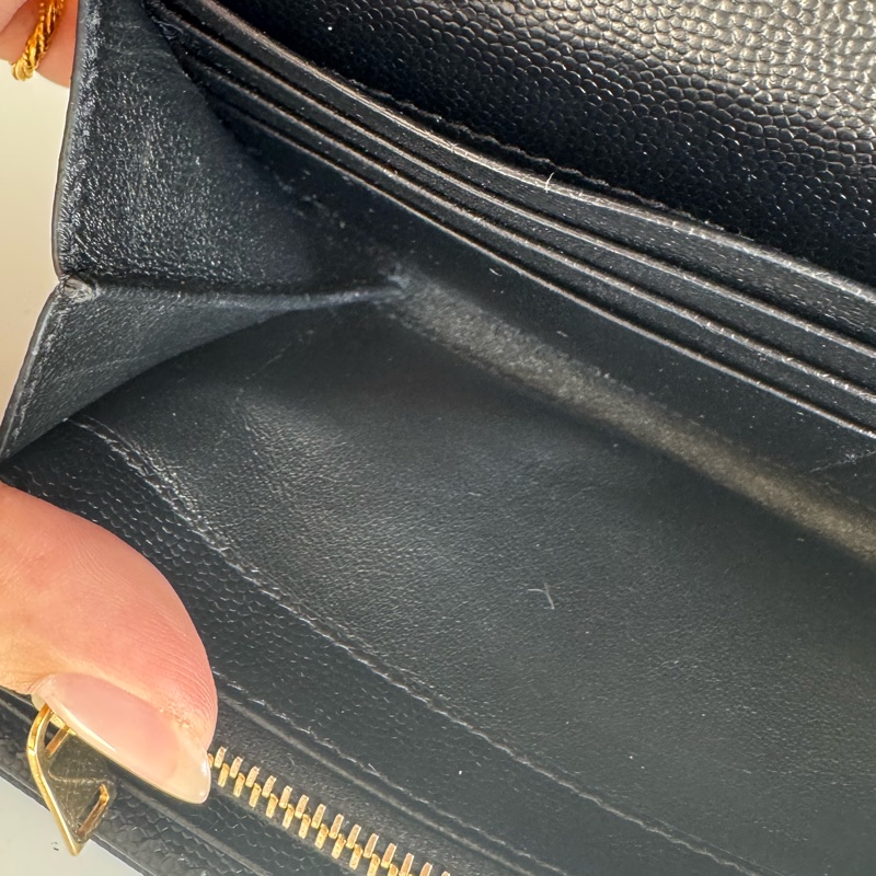 Ysl黑色金logo信封釦式長夾 經典不敗款-28