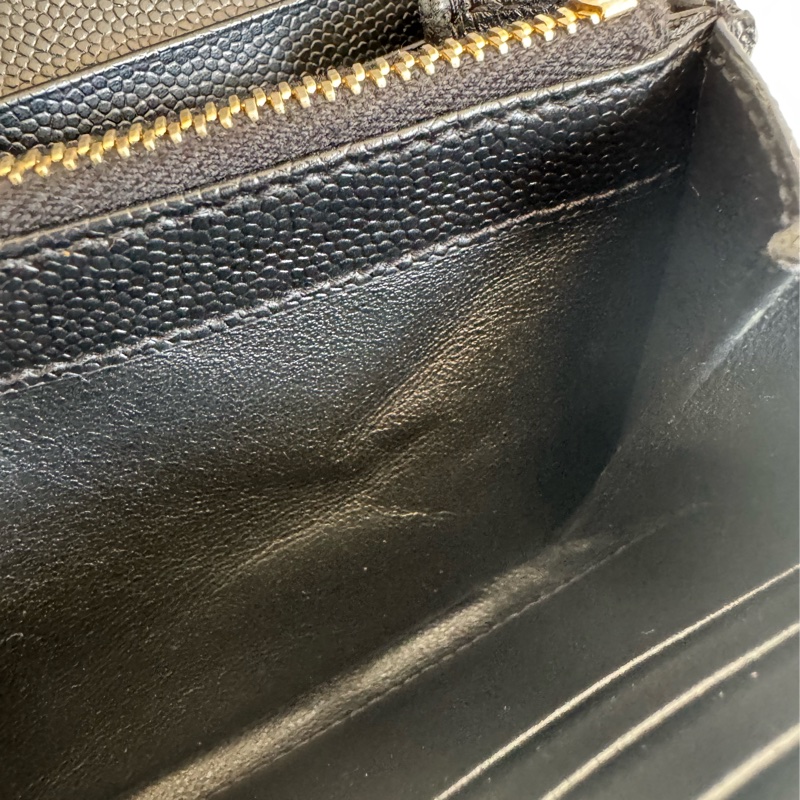 Ysl黑色金logo信封釦式長夾 經典不敗款-30