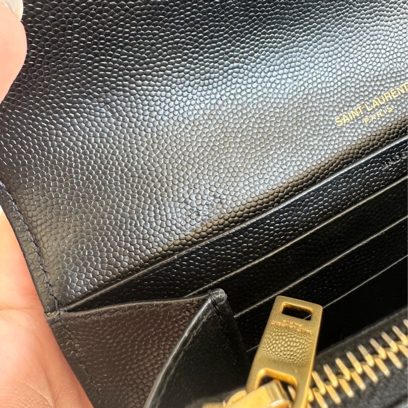 Ysl黑色金logo信封釦式長夾 經典不敗款-39