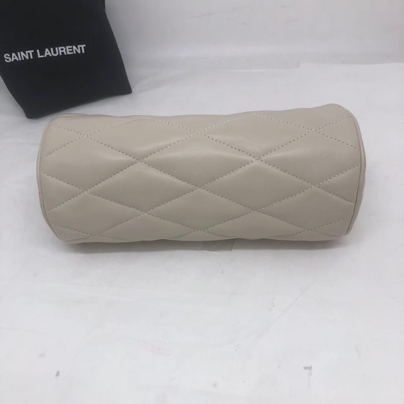 二手Ysl聖羅蘭白色羊皮sade圓桶包單肩包-2