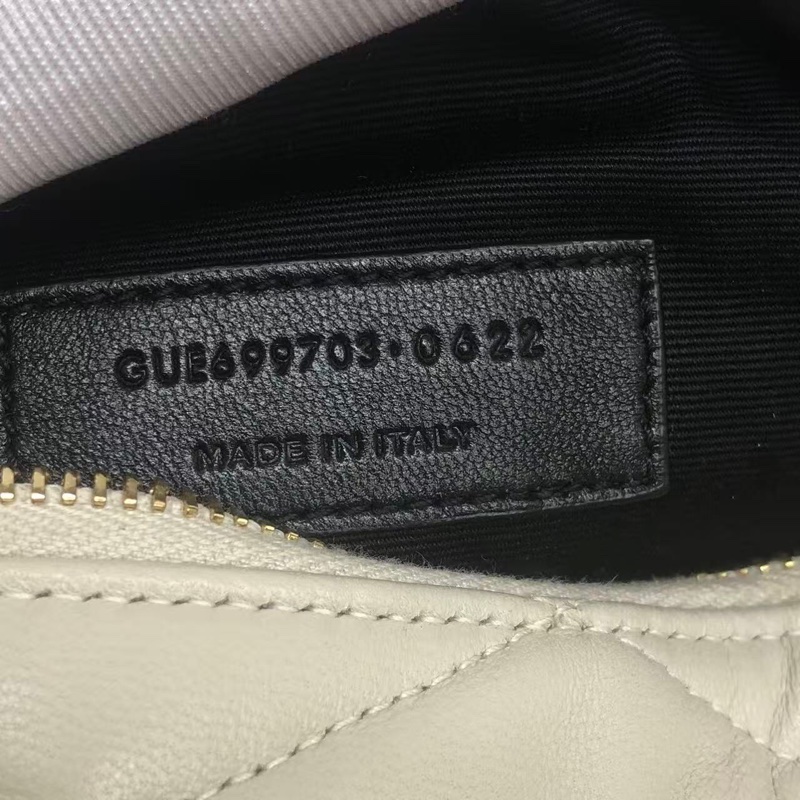 二手Ysl聖羅蘭白色羊皮sade圓桶包單肩包-17