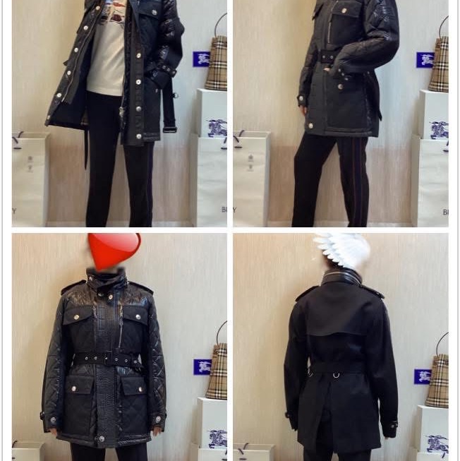 BURBERRY英國男款黑色絎縫拼接風衣44-2