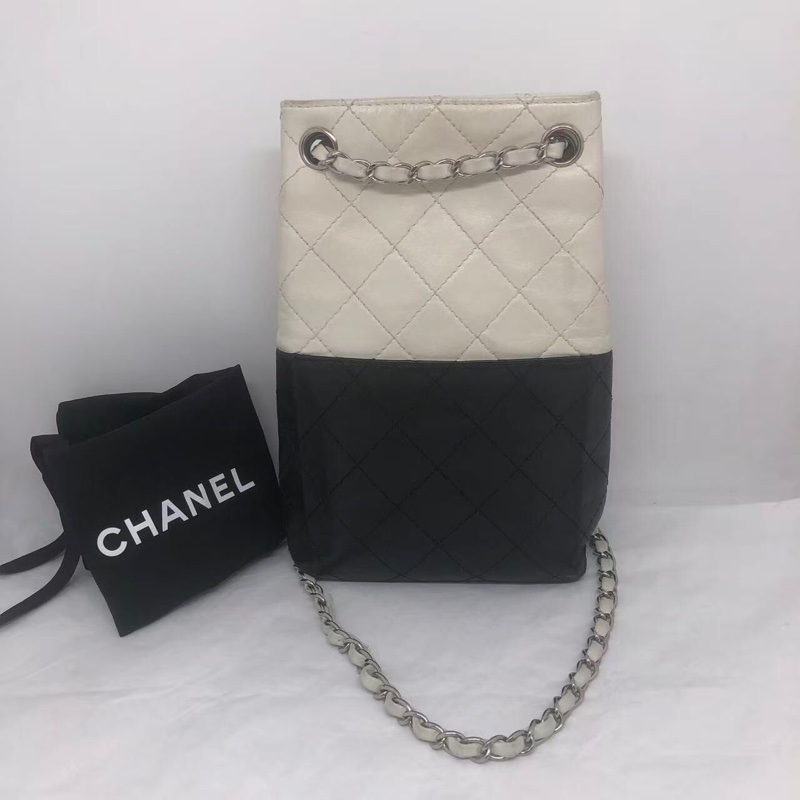 二手Chanel香奈兒黑白牛奶盒子包竪版tote-1