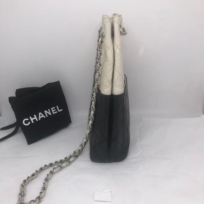 二手Chanel香奈兒黑白牛奶盒子包竪版tote-2