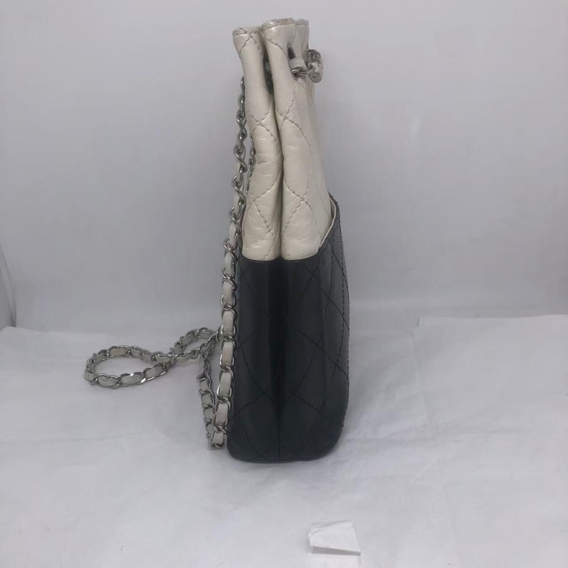 二手Chanel香奈兒黑白牛奶盒子包竪版tote-3