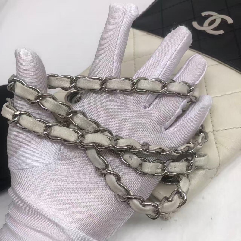 二手Chanel香奈兒黑白牛奶盒子包竪版tote-7