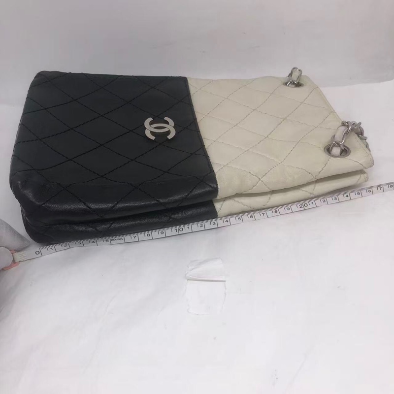 二手Chanel香奈兒黑白牛奶盒子包竪版tote-12