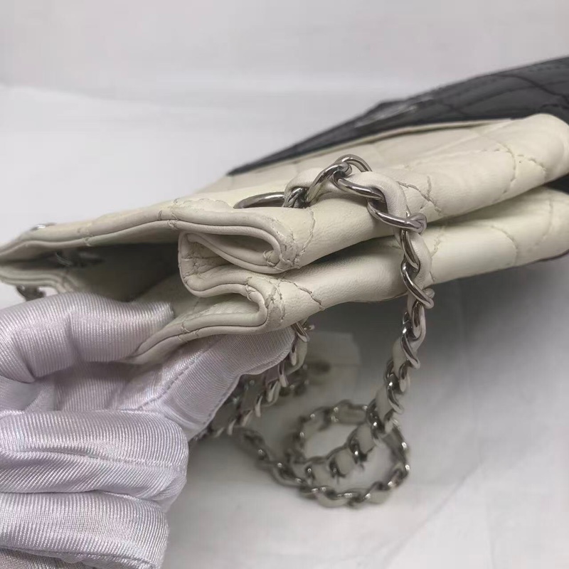 二手Chanel香奈兒黑白牛奶盒子包竪版tote-15