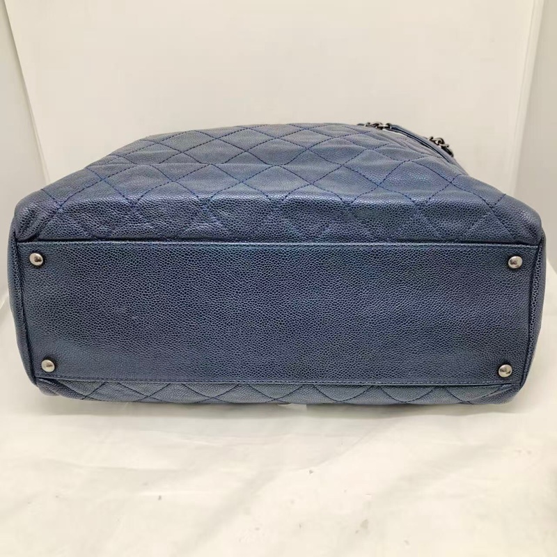 二手Chanel香奈兒海軍藍牛皮荔枝紋tote ，沒配件-2
