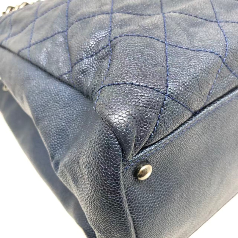 二手Chanel香奈兒海軍藍牛皮荔枝紋tote ，沒配件-10