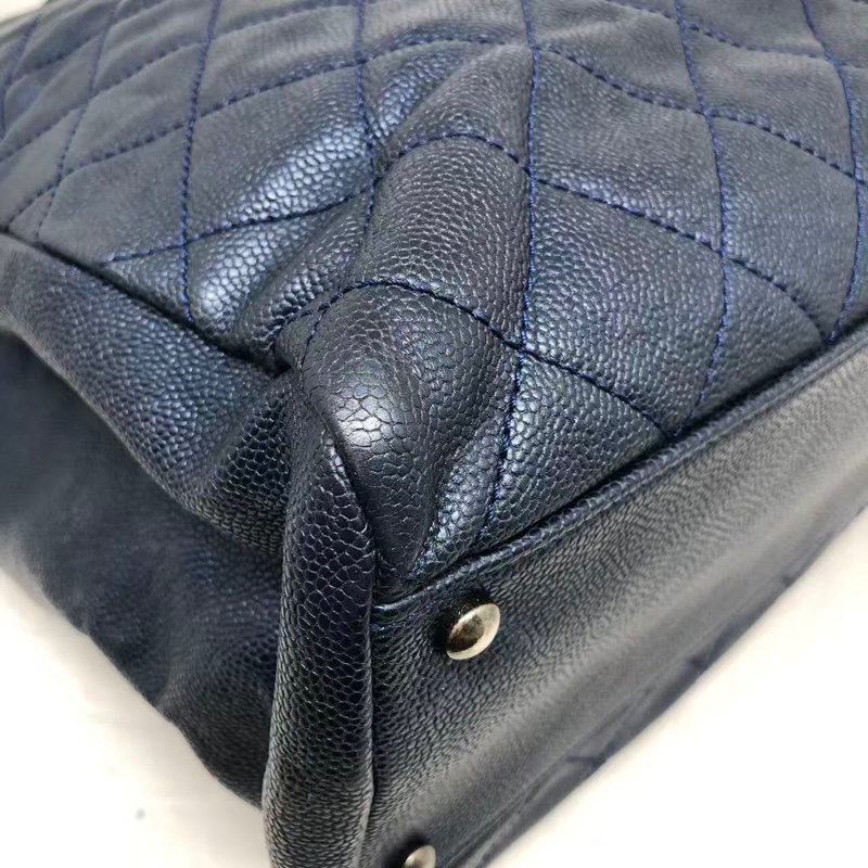 二手Chanel香奈兒海軍藍牛皮荔枝紋tote ，沒配件-12