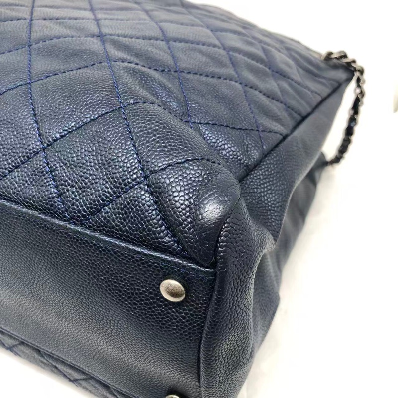 二手Chanel香奈兒海軍藍牛皮荔枝紋tote ，沒配件-13