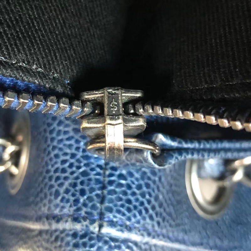 二手Chanel香奈兒海軍藍牛皮荔枝紋tote ，沒配件-14