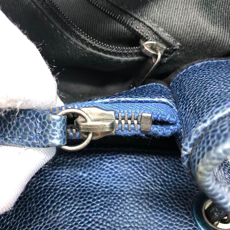 二手Chanel香奈兒海軍藍牛皮荔枝紋tote ，沒配件-15