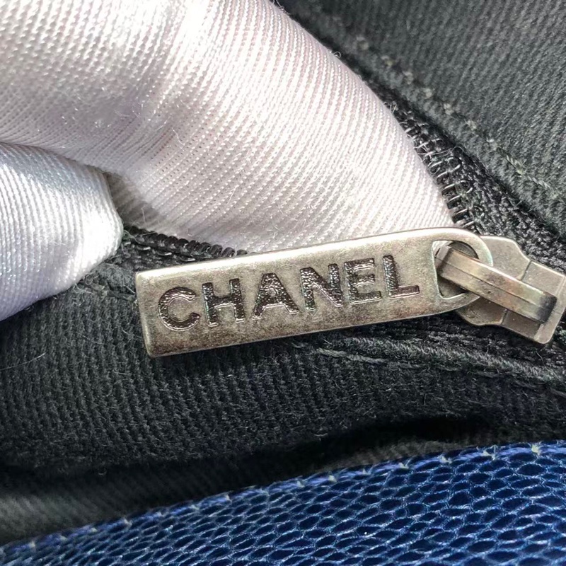 二手Chanel香奈兒海軍藍牛皮荔枝紋tote ，沒配件-16