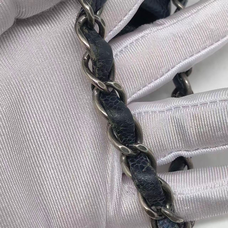 二手Chanel香奈兒海軍藍牛皮荔枝紋tote ，沒配件-20