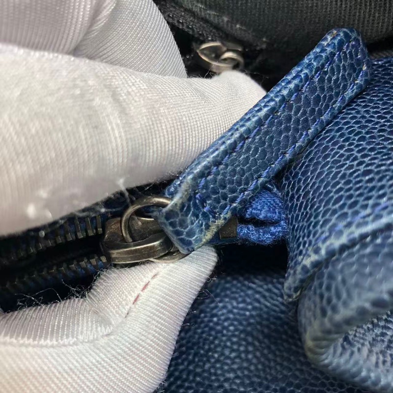 二手Chanel香奈兒海軍藍牛皮荔枝紋tote ，沒配件-23