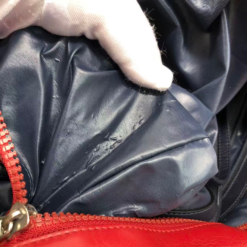 二手Chanel香奈兒 中古款藍色羽絨拼紅皮單肩tote托特包-6