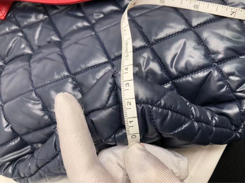 二手Chanel香奈兒 中古款藍色羽絨拼紅皮單肩tote托特包-8