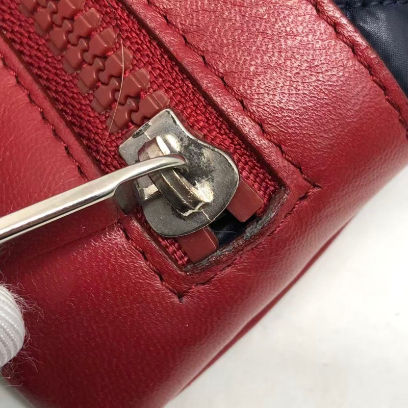 二手Chanel香奈兒 中古款藍色羽絨拼紅皮單肩tote托特包-18