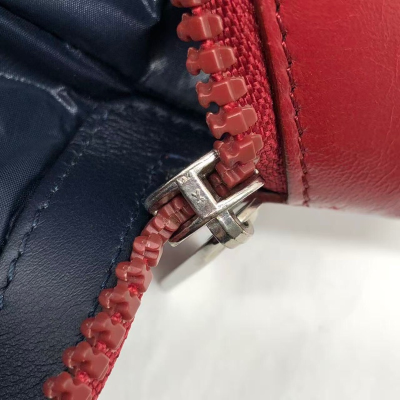 二手Chanel香奈兒 中古款藍色羽絨拼紅皮單肩tote托特包-22