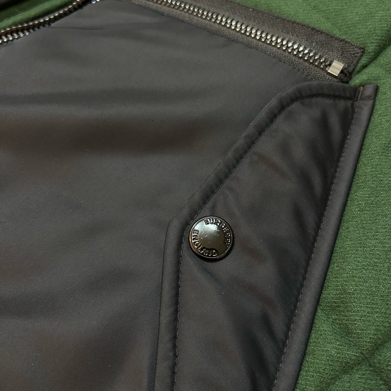 英國B家男款對比衣袖徽標圖案羊毛飛行夾克/深松柏綠XS-9