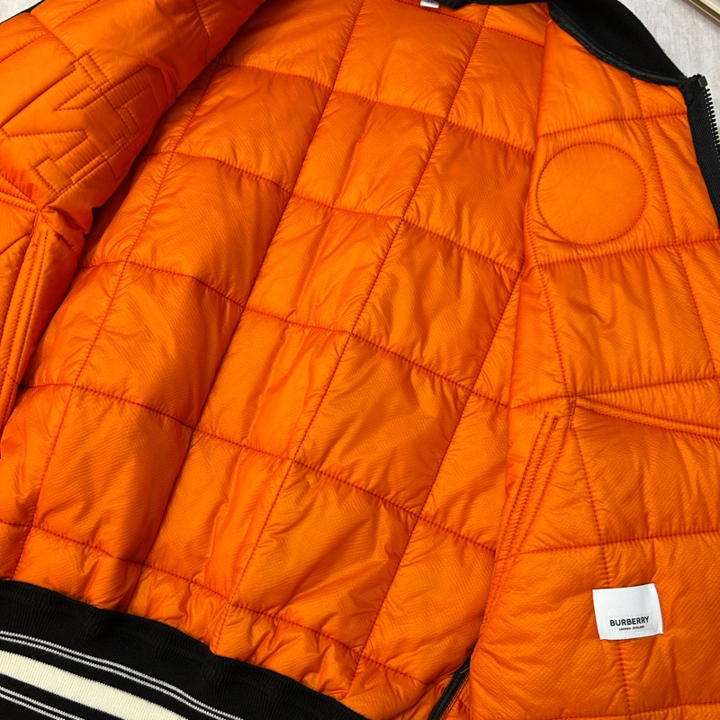 英國B家男款對比衣袖徽標圖案羊毛飛行夾克/深松柏綠XS-12