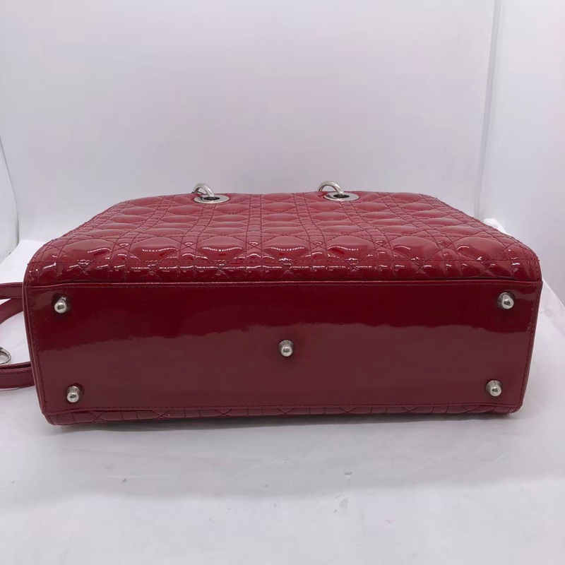 Dior七格紅色漆皮戴妃包，配件肩帶-3