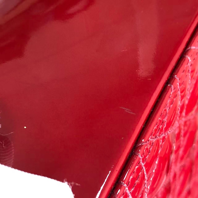 Dior七格紅色漆皮戴妃包，配件肩帶-7