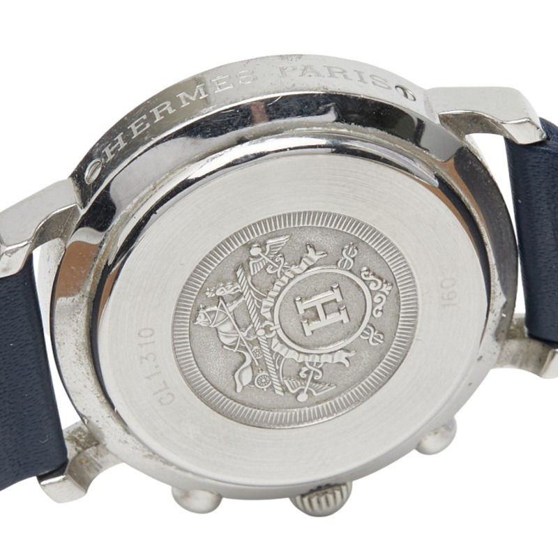 愛馬仕 Clipper 錶帶（非原廠）CL1.310 石英機芯 藍色錶盤 不鏽鋼錶殼 皮革錶帶 男款 HERMES-4