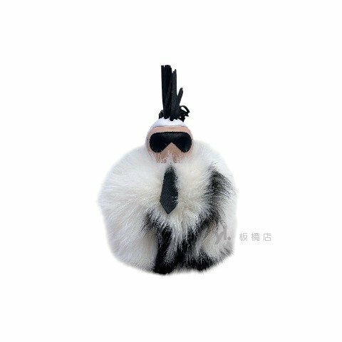 Fendi吊飾  Karlito Karl Lagerfeld 絨球皮革毛皮鑰匙扣