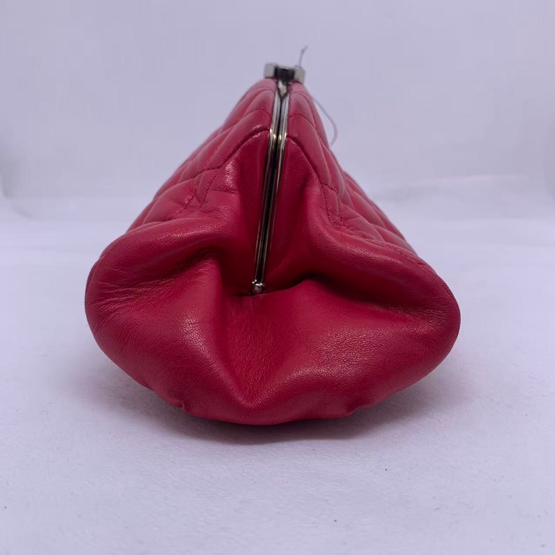 二手Chanel菱格保齡球手拿包晚宴包紅色羊皮,沒配件-2