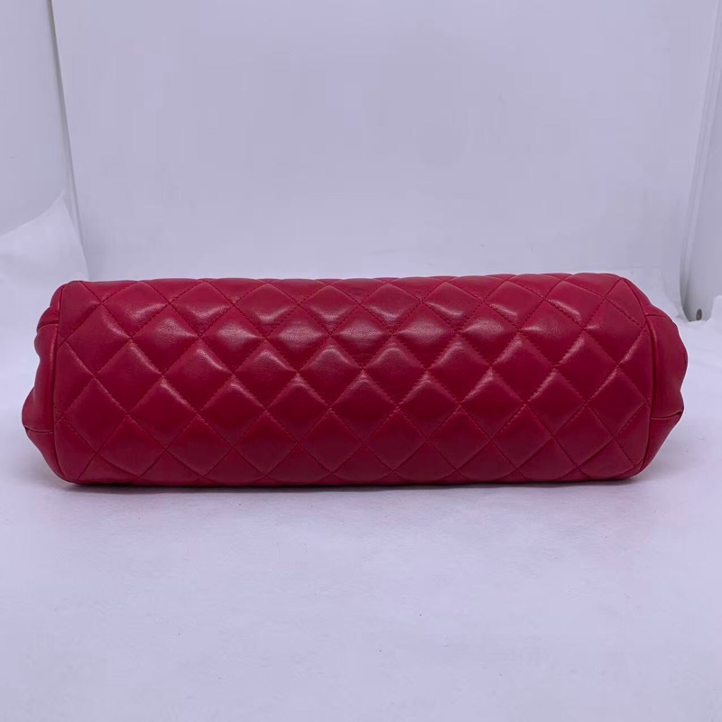 二手Chanel菱格保齡球手拿包晚宴包紅色羊皮,沒配件-3