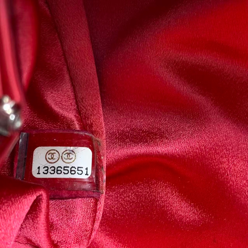 二手Chanel菱格保齡球手拿包晚宴包紅色羊皮,沒配件-5