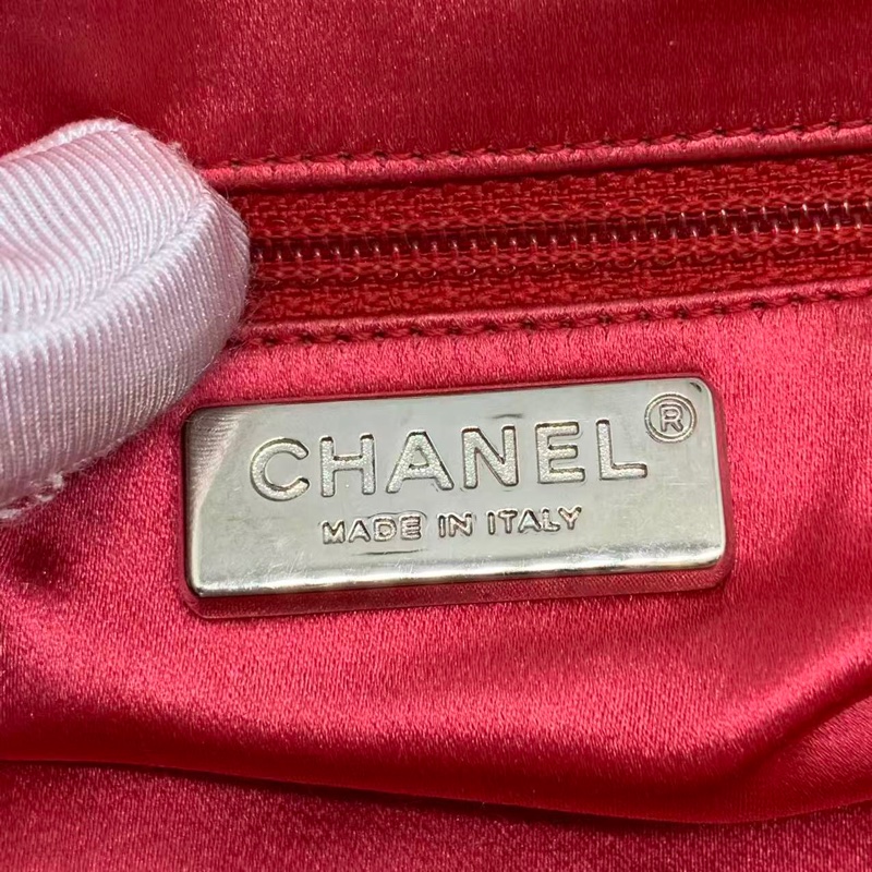 二手Chanel菱格保齡球手拿包晚宴包紅色羊皮,沒配件-17