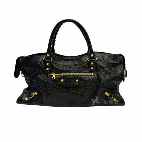 Balenciaga包包 黑色油蠟皮金釦機車包