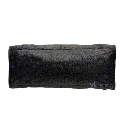 Balenciaga包包 黑色油蠟皮金釦機車包-4