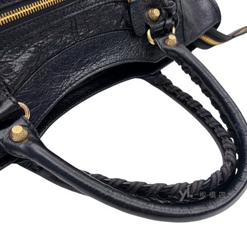 Balenciaga包包 黑色油蠟皮金釦機車包-6