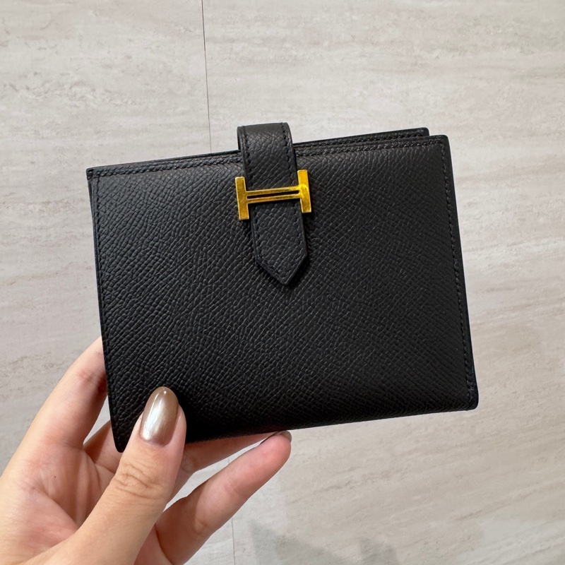 Hermes Bearn 黑金Epson短夾-0