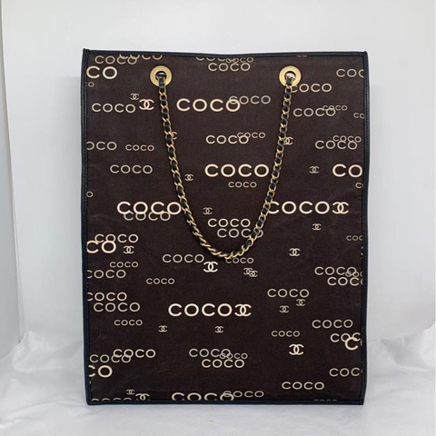 二手Chanel香奈兒coco布面tote手提包單肩包，有鐳射，沒配件
